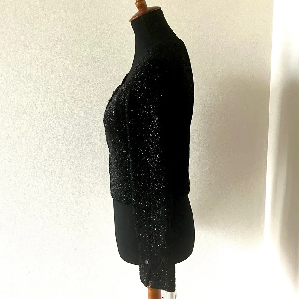 CHANEL Iridescent Tweed Black Zip Crop Jacket NEW - 38 / 2